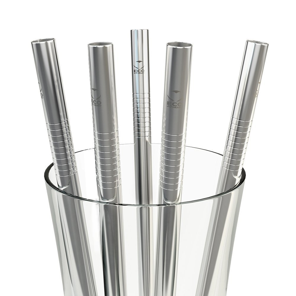 Metal straws in a glass