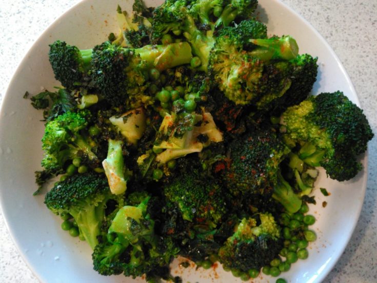 minted broccoli and peas