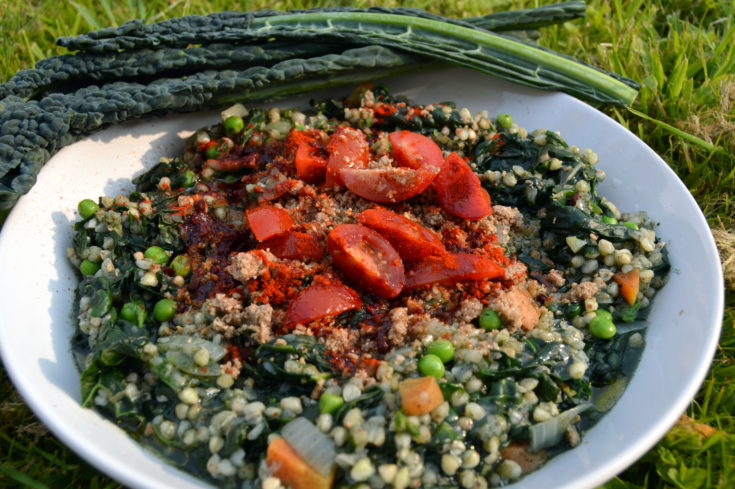 Supergreen buckwheat rissotto with kale and seeweed