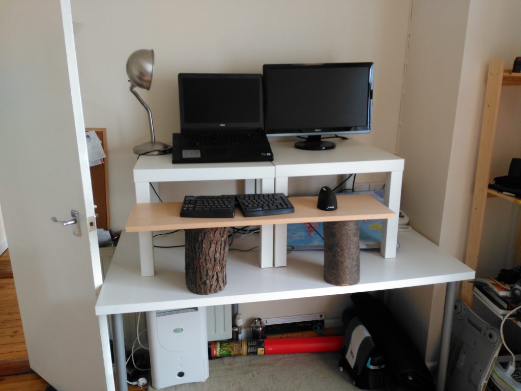 stand-up diy desk complete with equipment