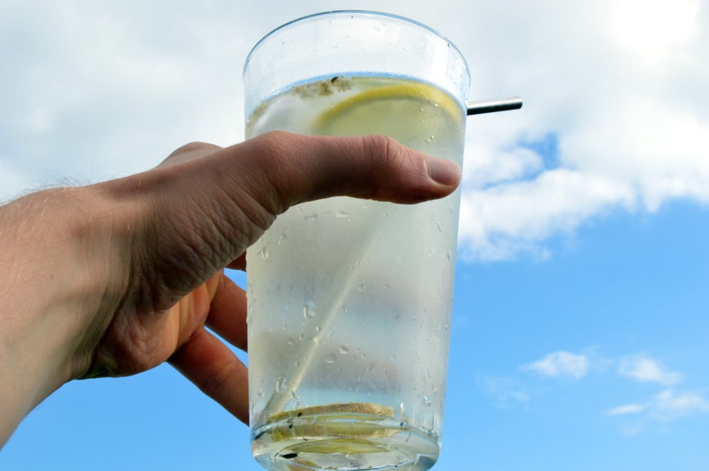 elderflower water in a glass