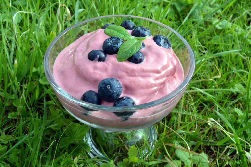 Instant Strawberry Cashew Ice Cream from above