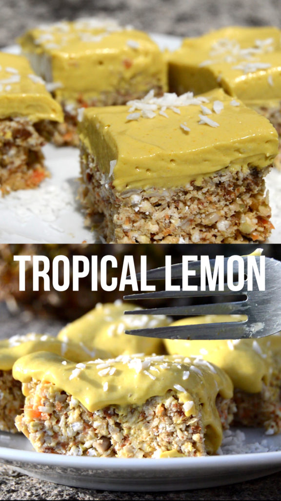 Tropical lemon cake that's no-bake, raw and healthy #rawvegan #healthycake #glutenfree #nobake