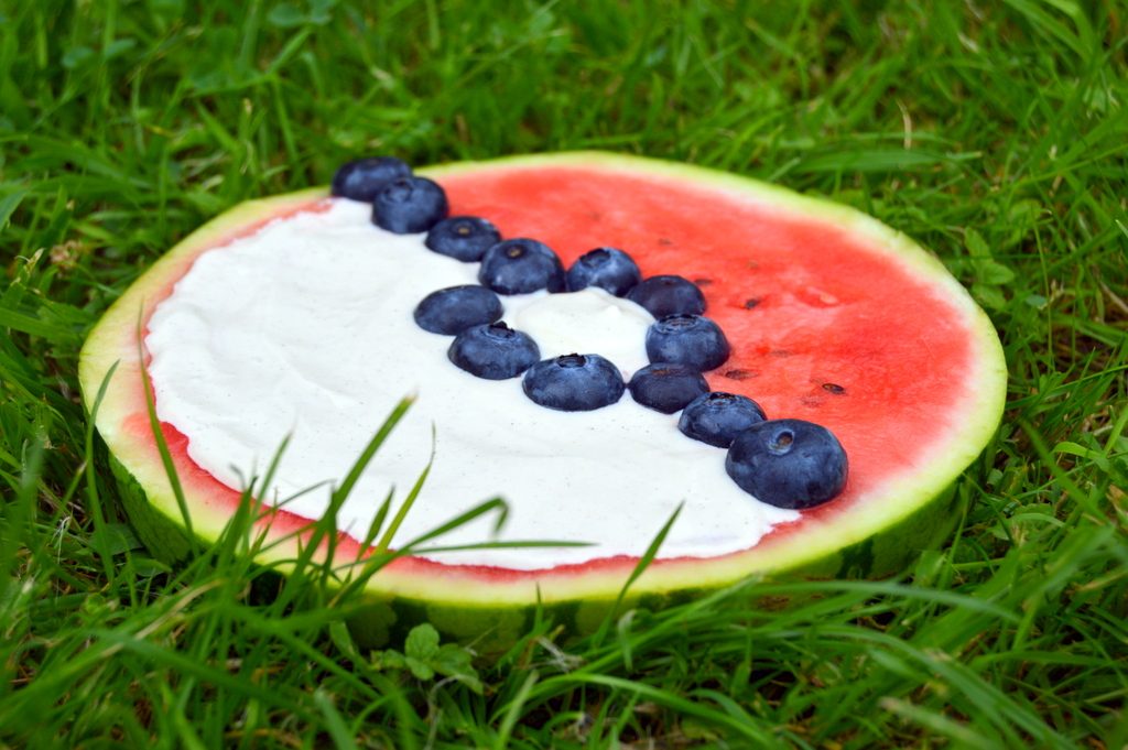 Pokemon PokeBall Fruit pizza on the grass