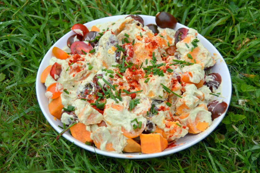 A large bowl of Avocado Sweet Potato Salad