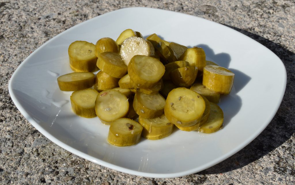 24 Hour Pickled Gherkins on a plate