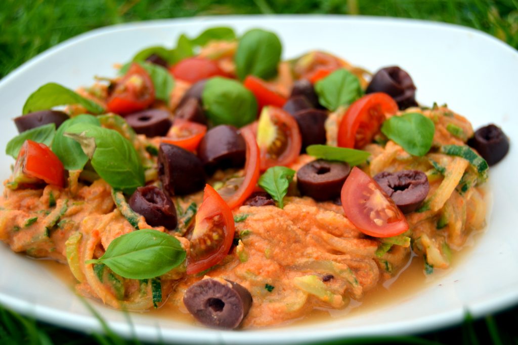 Creamy tomato Courgette Spaghetti