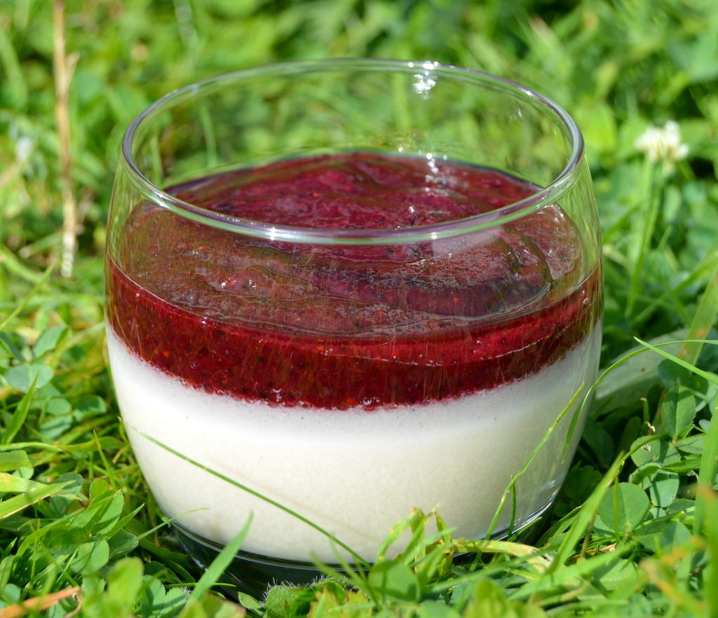 Coconut Panna Cotta with berry compote