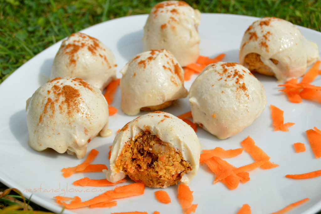 Carrot Cake Truffles with Vanilla Bean Icing