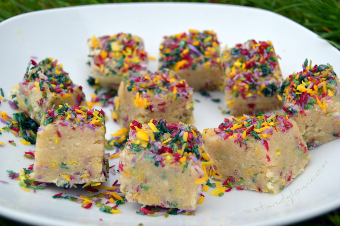 Cashew Vanilla Fudge with Natural Sprinkles Nest and Glow