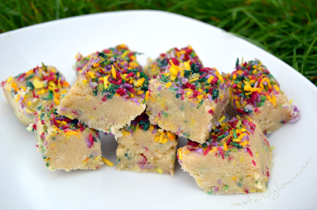 Cashew Vanilla Fudge with Natural Sprinkles Pilled up