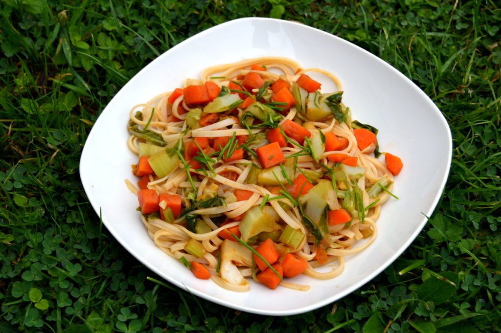 Cauliflower Leaves Noodle Stir Fry