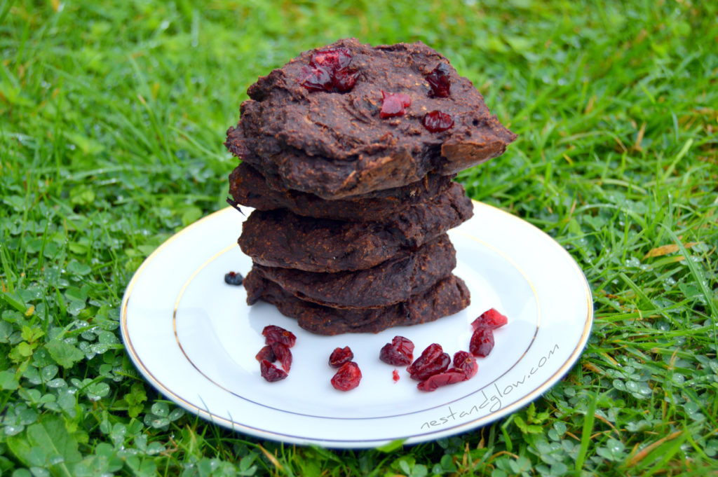 Stack of 4 Ingredient Chocolate Cranberry Cookies