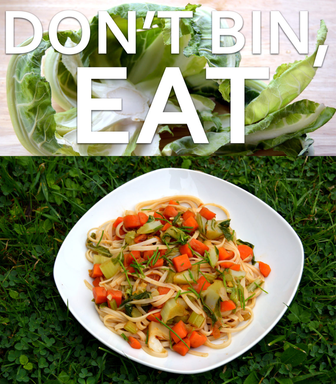 Cauliflower Leaves Noodle Stir Fry Nest and Glow