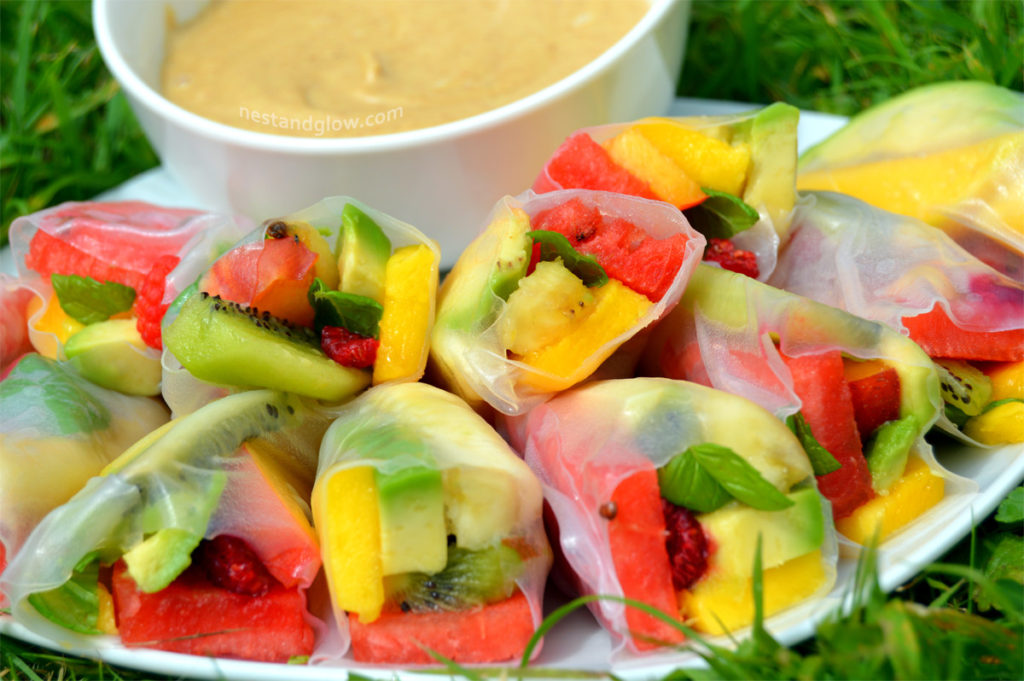 Fruity Summer Rolls with Salted Caramel Dip Ready to eat