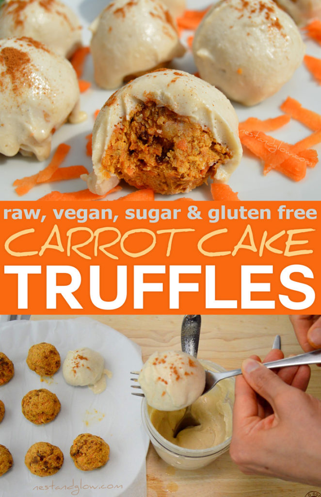 raw vegan carrot cake truffles recipe using just wholefood ingredients that are not refined. 