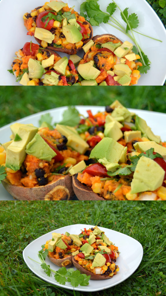 Everyone loves these healthy vegan and oil free baked sweet potato veggie loaded dish. Perfect as either a side or a main.