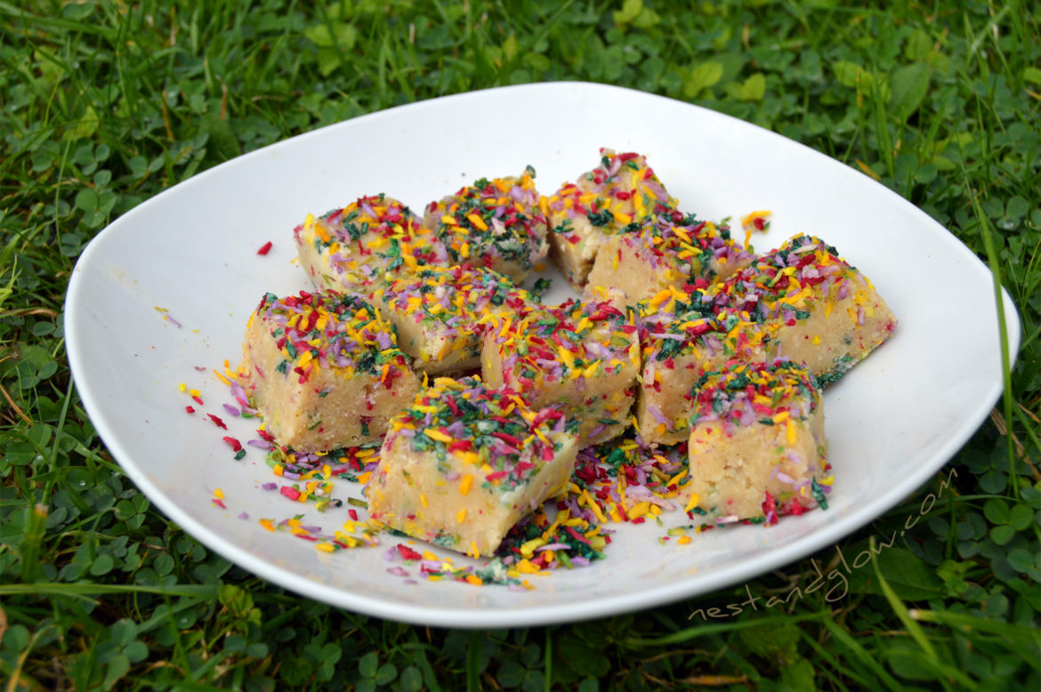 Cashew Vanilla Fudge with Natural Sprinkles Nest and Glow