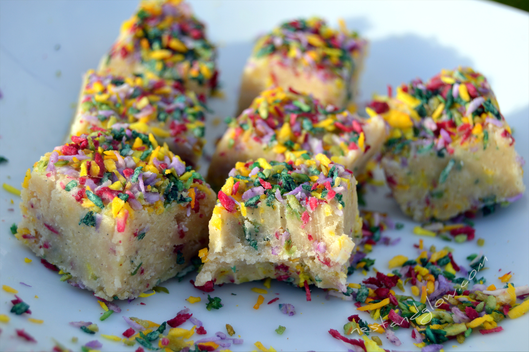 Cashew Vanilla Fudge with Natural Sprinkles Nest and Glow