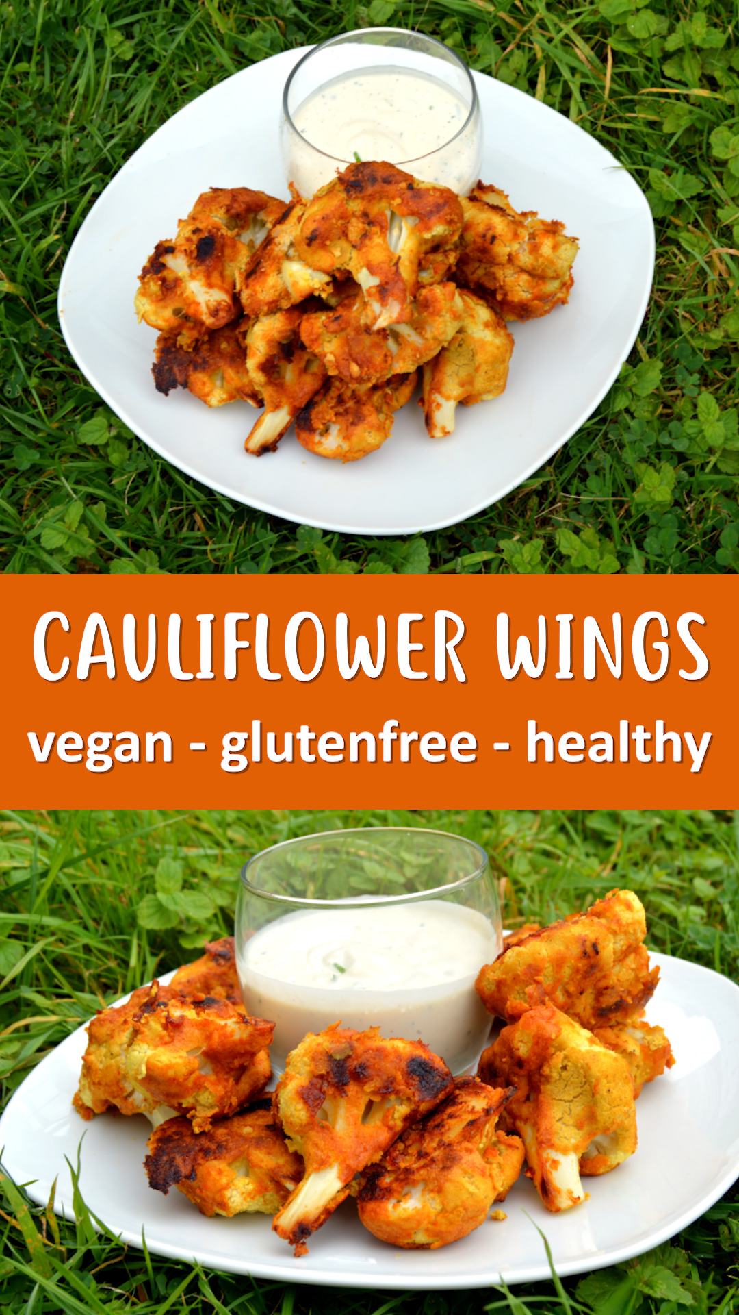Gluten Free Cauliflower Wings with Raw Ranch Dressing Vegan