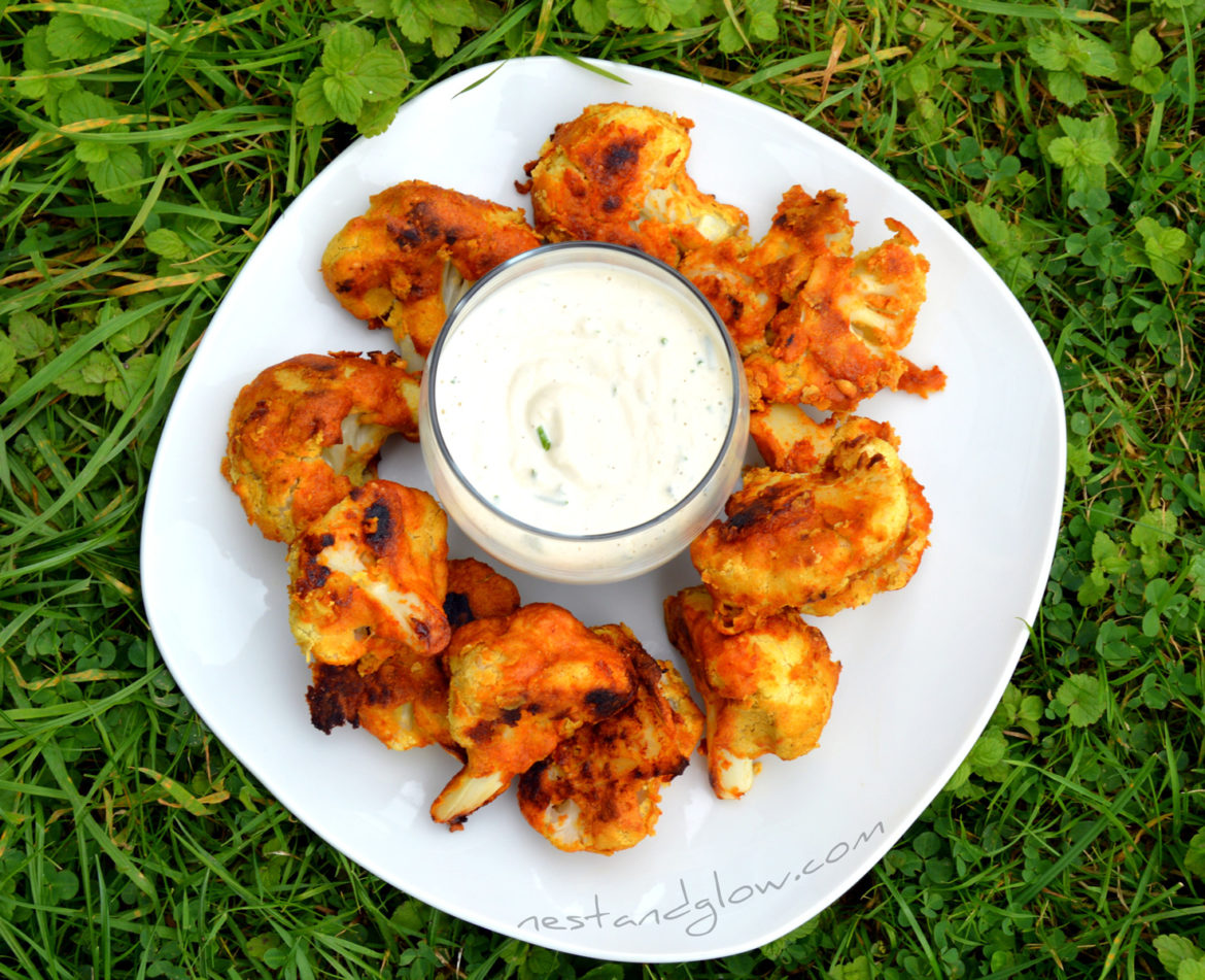 Gluten Free Cauliflower Wings with Raw Ranch Dressing Vegan