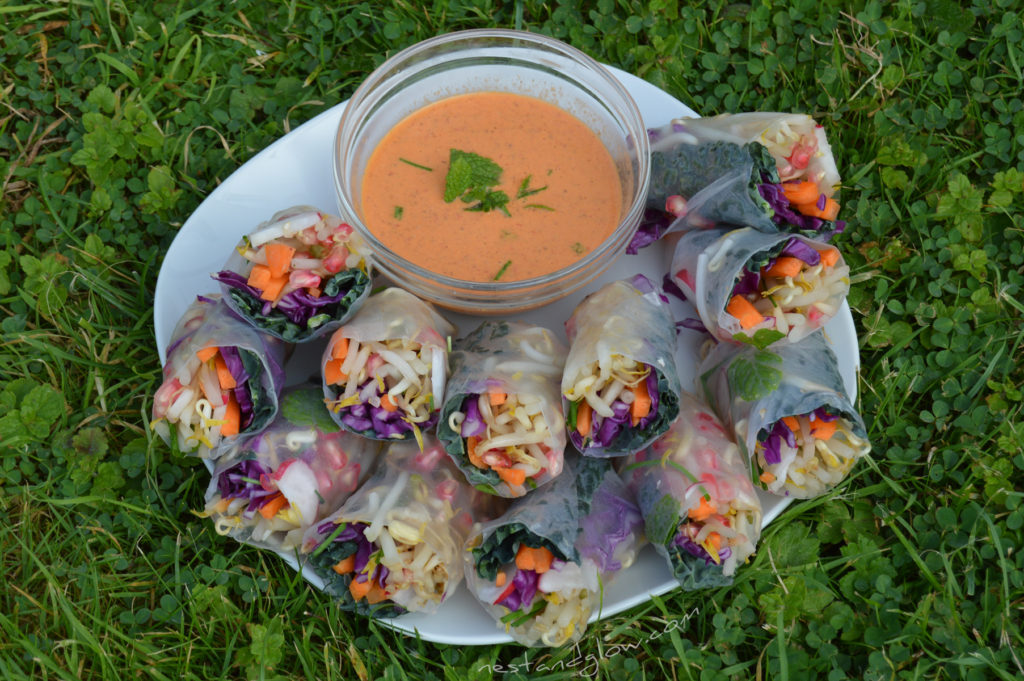 Winter Rolls with Raw Sweet Chilli Dip From above