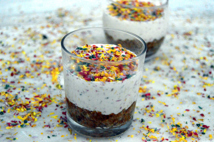 Raw vegan cheesecake with natural organic sprinkles