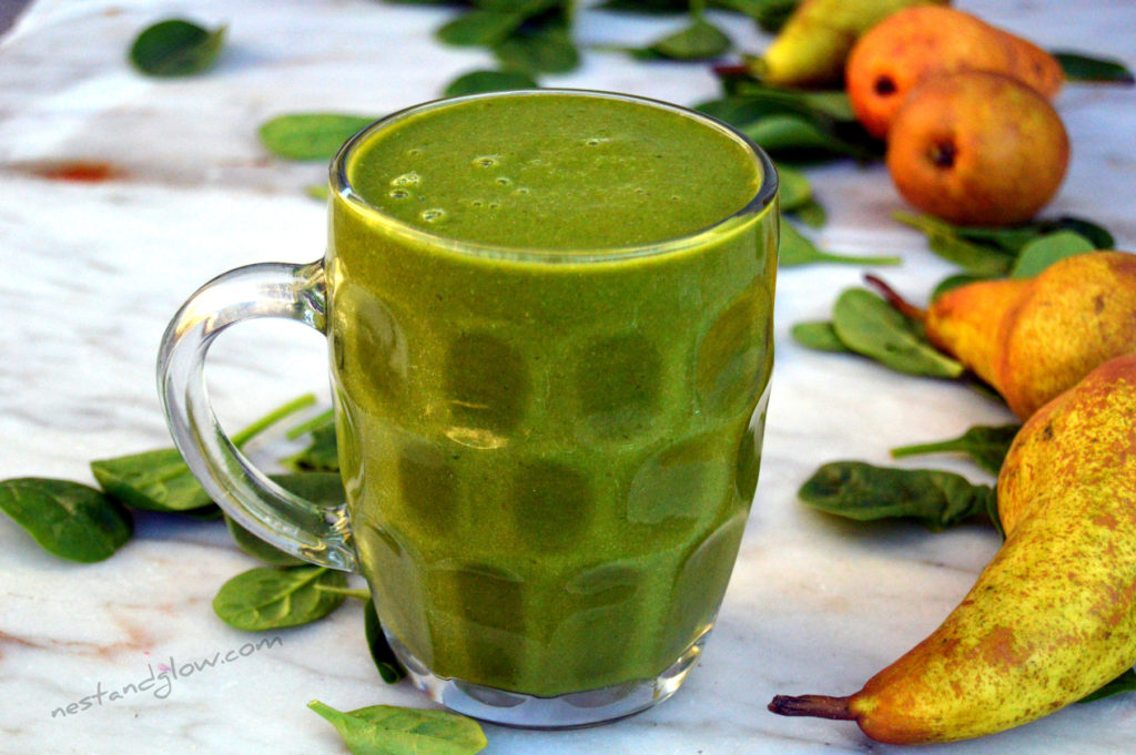 Vegan High Protein Hemp Protein Pear Spinach Smoothie