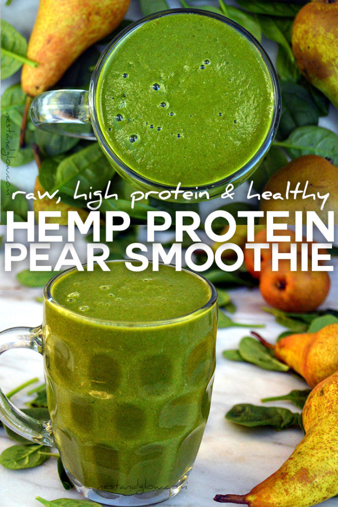 Smoothie with Hemp Protein Pear Spinach