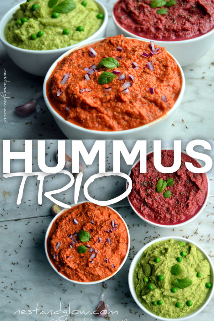 Easy and healthy recipe for a trio of hummus