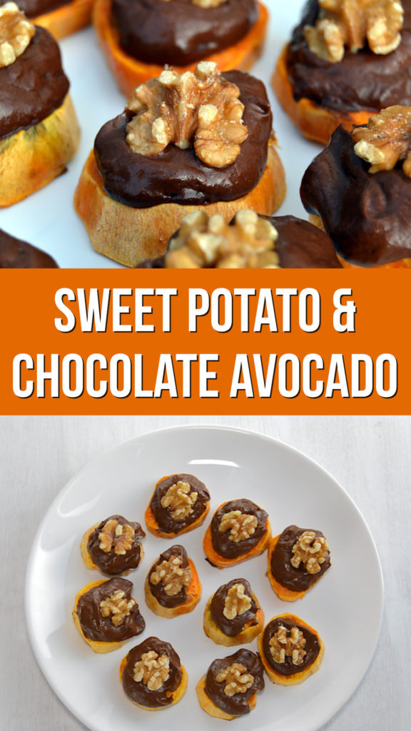 Sweet Potato and Chocolate Avocado bites are a healthy appetiser that taste great and are full of nutrition. Dairy free and sweetened just with sweet potatoes and dates without refined sugar. Naturally gluten free and easy to make #veganrecipe #sweetpotato #vegancooking #glutenfree #healthyrecipe