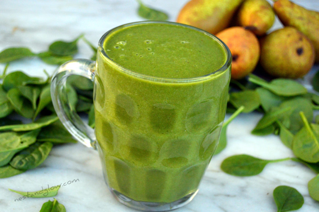 Easy to make Hemp Protein Pear Spinach Smoothie