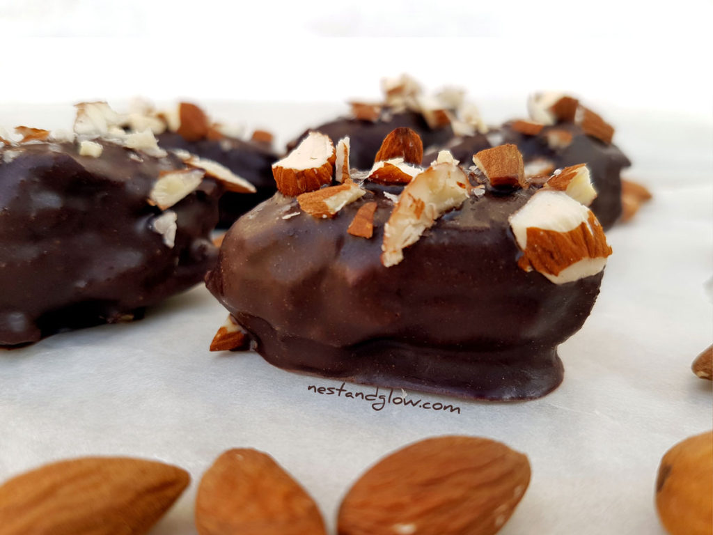 Almond Stuffed Medula Dates Dipped in Raw Chocolate Recipe