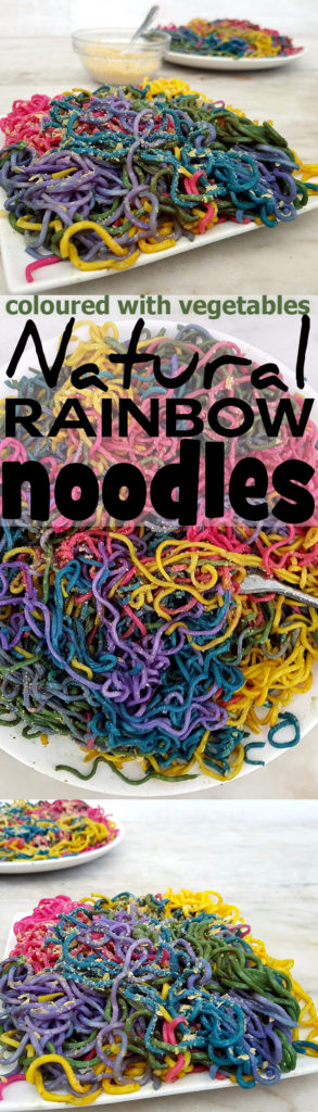 Natural rainbow noodles recipe - coloured with vegetables and spice