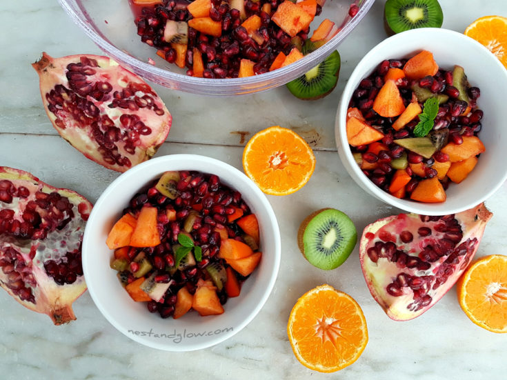 Winter Fruit Salad - pomegranate and persimmon