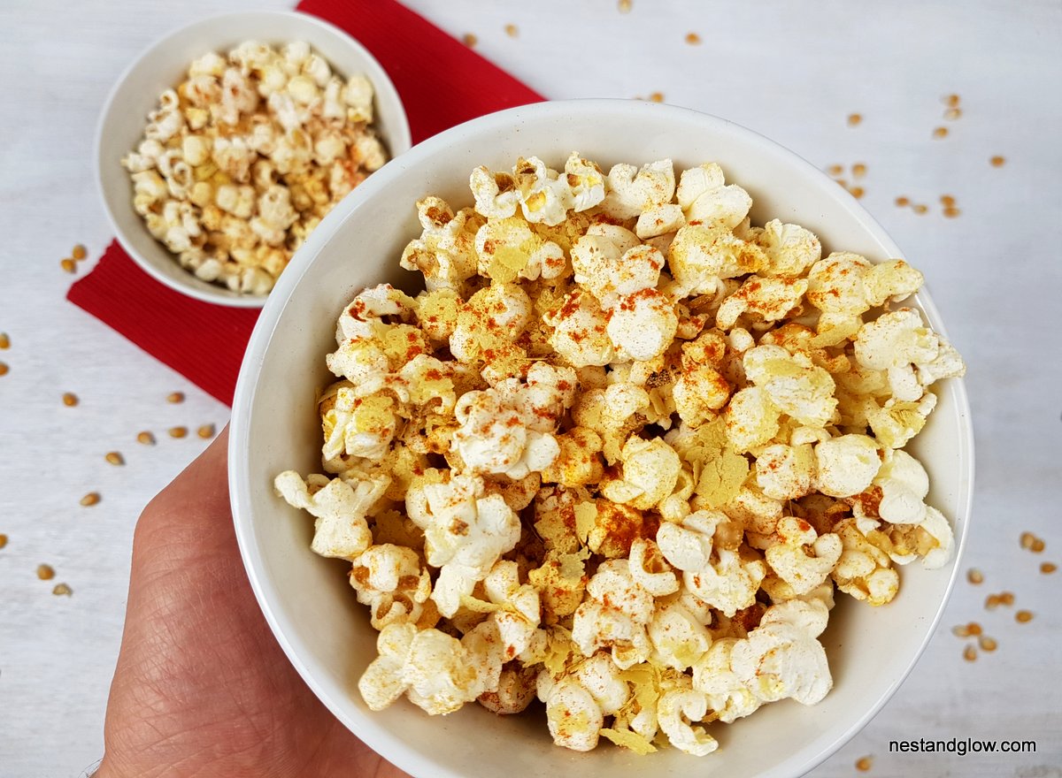 Cheesy Vegan BBQ Popcorn Healthy Recipe (Dairy and Gluten Free) Nest