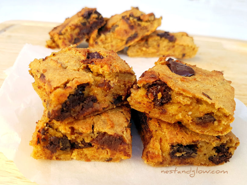 Healthy Chocolate Chip Almond Chickpea Blondies No Peanut Butter and