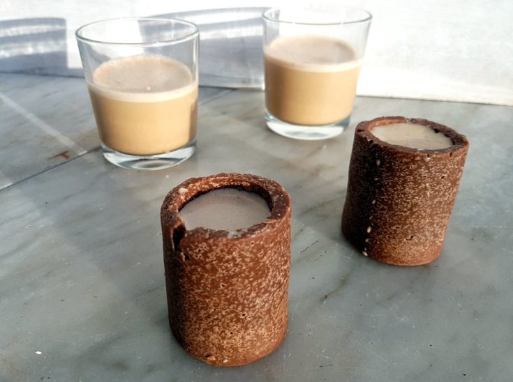 Coconut milk baileys with coconut chocolate shot glasses Recipe