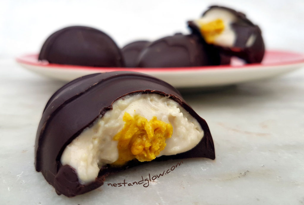 A plate of vegan healthy cadbury cream eggs