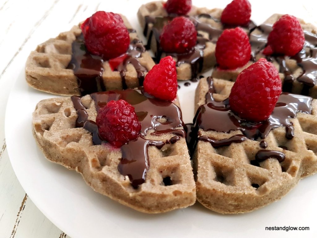 Chia Buckwheat Waffles with Berries and Chocolate