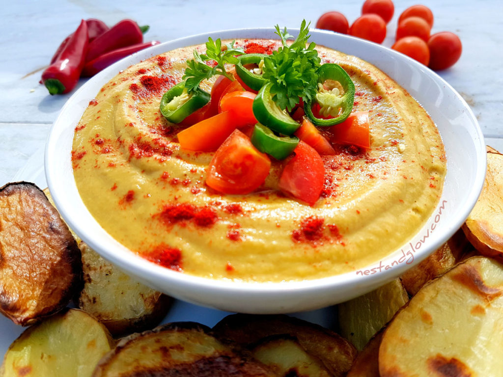 vegan Queso Cheese Dip with oil free chips