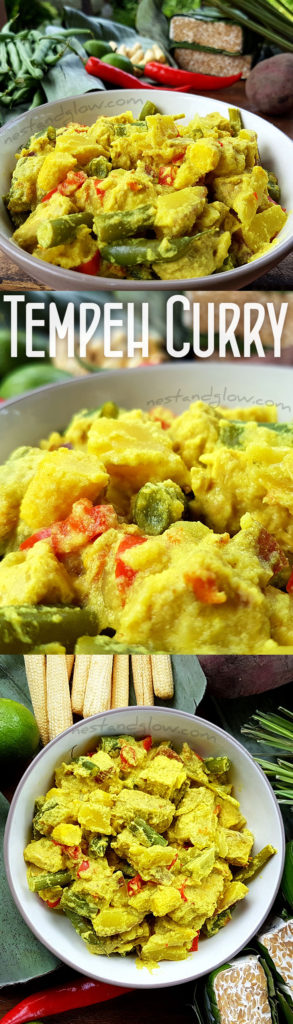 Golden Tempeh Curry with Coconut & Sweet Potato - Easy Vegan Healthy Recipe