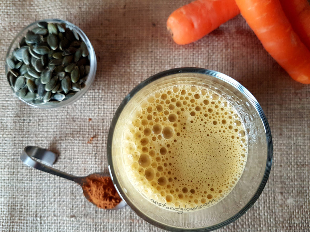 carrot pumpkin seed milk with ginger