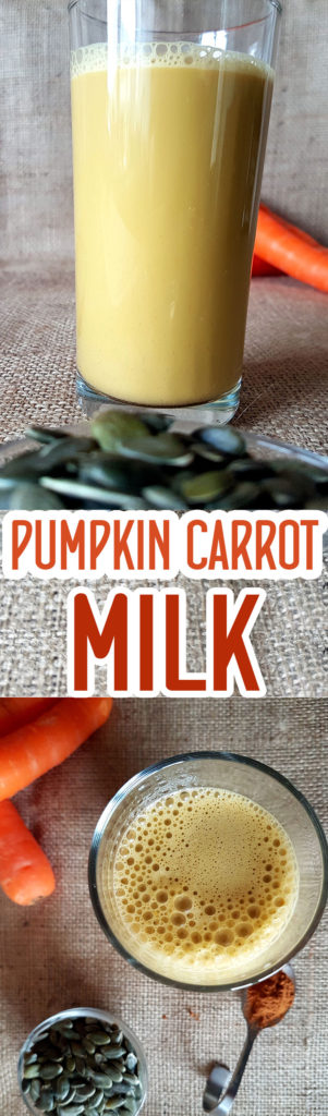 Pumpkin carrot seed milk with cinnamon 