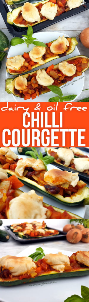 Easy to make Chilli Stuffed Courgettes with Cashew Cheese - dairy and meaf free