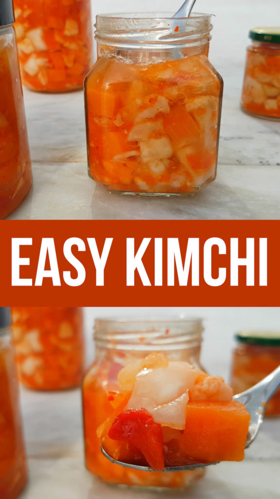 Easy kimchi recipe that's vegan and sugar free. Not a traditional kimchi recipe but made from just easy to source ingredients. #kimchi #healthyfood #healthyrecipe #veganrecipe