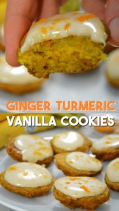 ginger turmeric healthy cookies with cashew vanilla frosting