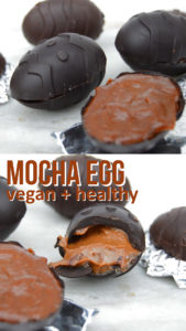 Mocha Chocolate Coffee Egg that's dairy free and healthy. Dark chocolate covers a creamy cashew coffee filling. Super easy to make and tastes amazing #veganrecipe #easter #easteregg #easterchocolate #easterrecipe