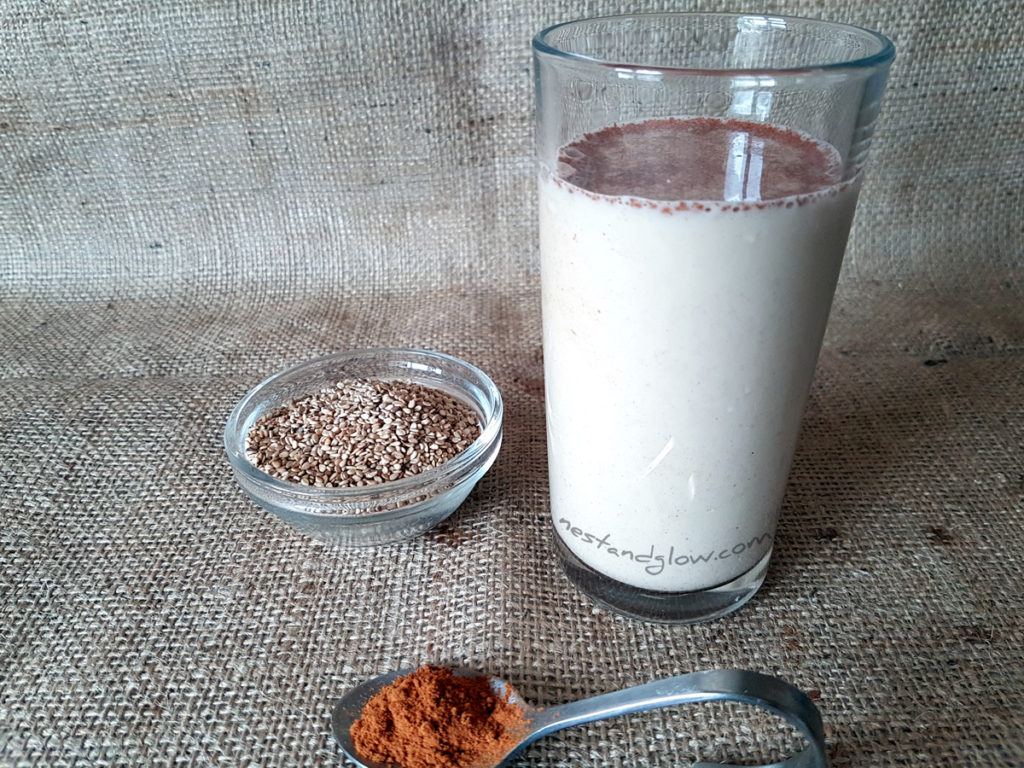 a glass of Sesame Seed Cinnamon Milk 