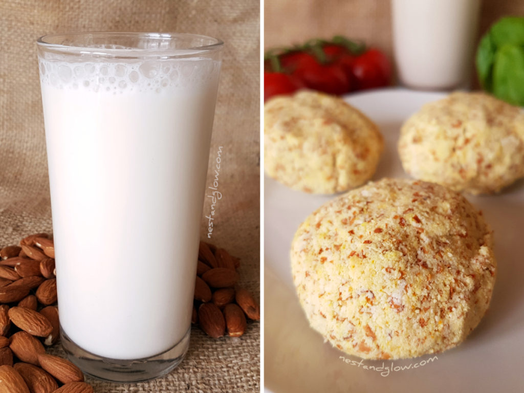 Almond Milk and Almond Pulp Cheese Recipe to make your own healthy vegan cheese and milk at home that's high in almonds.